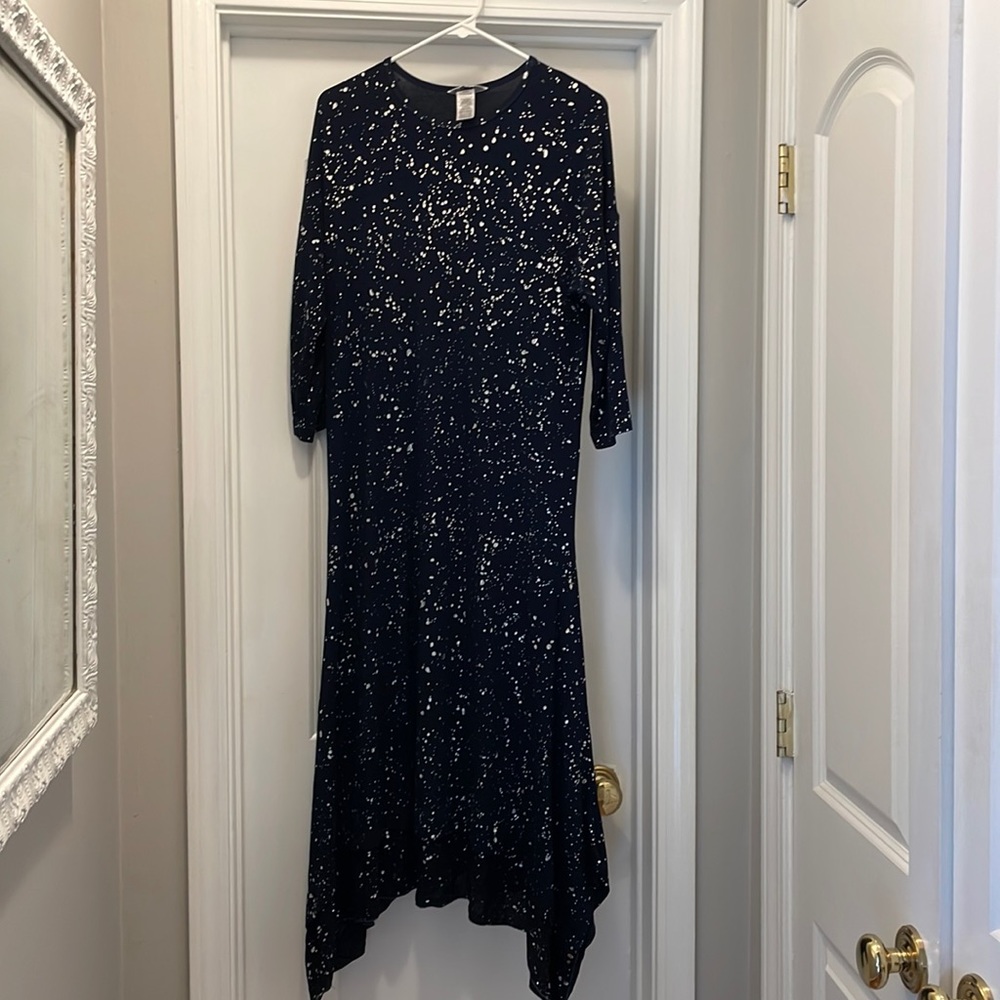 Hard Tail Asymmetrical Navy Dress with White Speckles